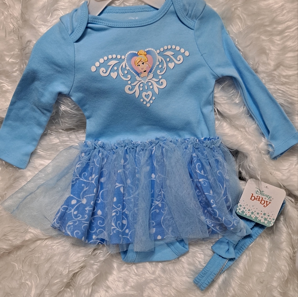 Baby girls Disney baby Cinderella bodysuit dress & headband.